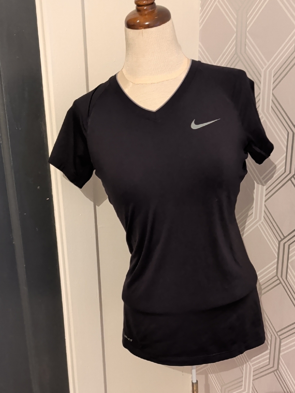 Nike Black V-Neck Short Sleeve Performance Top